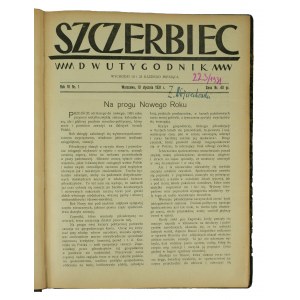 Czasopismo SZCZERBIEC dwutygodnik, kompletny rocznik 1931 z numerami po konfiskacie, RZADKIE