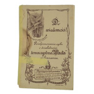Zu Ihrer Information! Information der breiten Öffentlichkeit über die Aktivitäten der Gesellschaft Warta in Poznań - Z. Rzepecka, A. Tułodziecka, Poznań 1904.