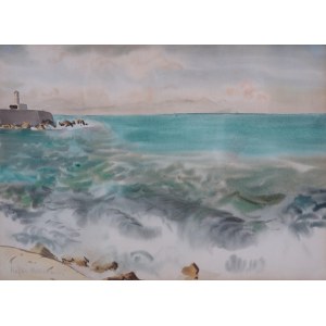 Rafał Malczewski (1892 Kraków - 1965 Montreal), Seascape from Antibes