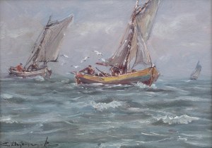 Eugeniusz Dzierzencki (1905 Warszawa - 1990 Sopot), Łodzie na morzu