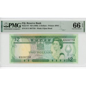Fiji 2 Dollars 1988 (ND) PMG 66