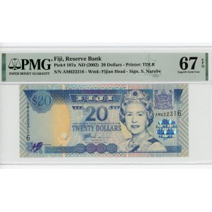 Fiji 20 Dollars 2002 (ND) PMG 67