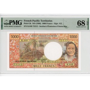 French Pacific Territories 1000 Francs 2010 (ND) PMG 68