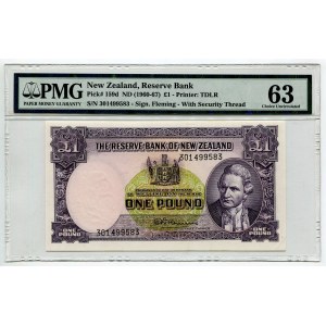 New Zealand 1 Pound 1960 - 1967 (ND) PMG 63