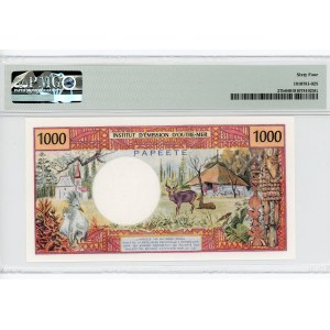 Tahiti 1000 Francs 1977 (ND) Overprint PMG 64 Fancy Number