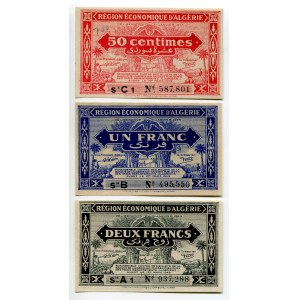 Algeria 50 Centimes, 1 & 2 Francs 1944