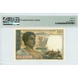 Comoros 100 Francs 1963 (ND) PMG 65 Overprint