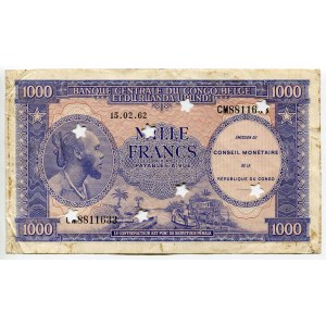 Congo Democratic Republic 1000 Francs 1962 8 Stars