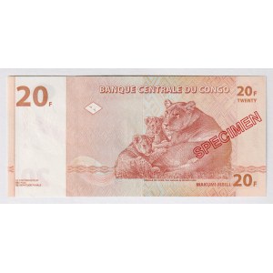 Congo Democratic Republic 20 Francs 1997 Specimen