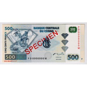 Congo Democratic Republic 500 Francs 2002 Specimen