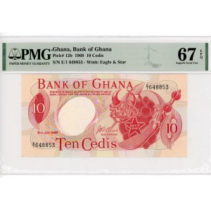 Ghana 10 Cedis 1969 PMG 67 Superb Gem UNC EPQ