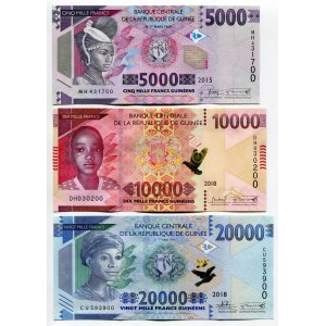 Guinea 5000 - 10000 - 20000 Francs 2015 - 2018 Fancy Number