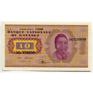 Katanga 10 Francs 1960