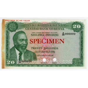 Kenya 20 Shillings 1969 -1973 (ND) Color Trial Specimen