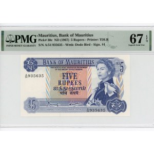 Mauritius 5 Rupees 1967 (ND) PMG 67