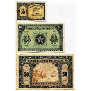 Morocco 5 - 10 - 50 Francs 1944