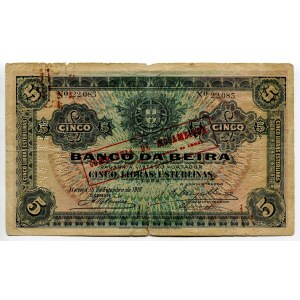 Mozambique 5 Libras 1919 Overprint