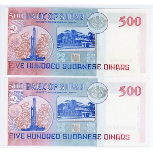 Sudan 2 x 500 Dinars 1998 Specimen And Command Notes