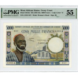 West African States Ivory Coast 5000 Francs 1961 - 1965 (ND) A PMG 55