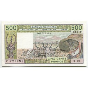 West African States Burkina Faso 500 Francs 1988 C
