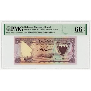 Bahrain 1/2 Dinar 1964 PMG 66