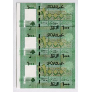 Lebanon 3 x 1000 Livres 2012 Uncut Scheet