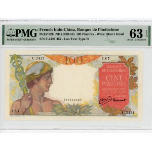 French Indochina 100 Piastres 1949 - 1954 (ND) PMG 63