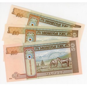 Mongolia 3 x 50 Tugrik 2000 - 2016