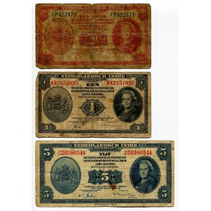 Netherlands East Indies 50 Cents - 1 - 5 Gulden 1943