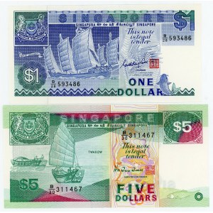 Singapore 1 & 5 Dollars 1987 (ND)