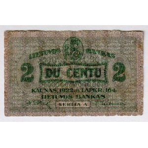Lithuania 2 Centu 1922
