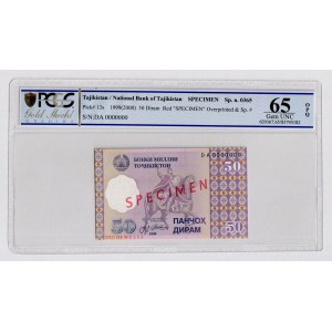 Tajikistan 50 Diram 1999 (2000) Specimen PCGS 65 OPQ
