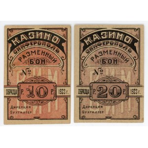 Russia - Ukraine Simpheropol Casino 10 & 20 Roubles 1923