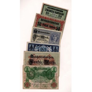 Germany - Empire Lot of 6 Banknotes 1906 - 1917