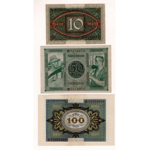 Germany - Weimar Republic 10 - 50 - 100 Mark 1920