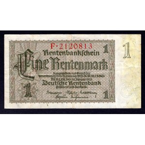 Germany - Weimar Republic 1 Rentenmark 1937 Rare - 7 digit serial