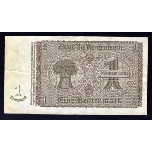 Germany - Weimar Republic 1 Rentenmark 1937 Rare - 7 digit serial