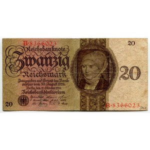 Germany - Weimar Republic 20 Reichsmark 1924