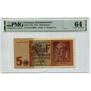 Germany - Third Reich 5 Reichmark 1942 PMG 64 Fancy Number