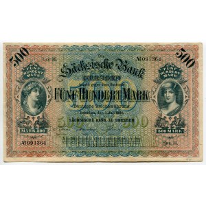 Germany - Weimar Republic Dresden Bank of Saxony 500 Mark 1922