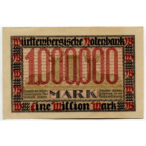 Germany - Weimar Republic Wurttemberg Bank 1000000 Mark 1923