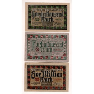 Germany - Weimar Republic Württemberg 50000 - 100000 - 1000000 Mark 1923