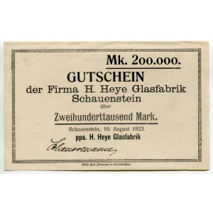 Germany - Weimar Republic Lower Saxony Obernkirchen Schauenstein 200000 Mark 1923