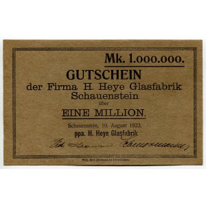 Germany - Weimar Republic Lower Saxony Obernkirchen Schauenstein 1 Million Mark 1923