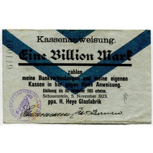 Germany - Weimar Republic Lower Saxony Obernkirchen Schauenstein 1 Milliarden Mark 1923