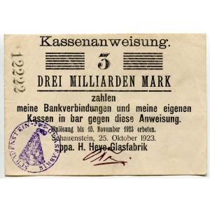Germany - Weimar Republic Lower Saxony Obernkirchen Schauenstein 3 Milliarden Mark 1923