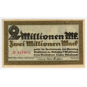 Germany - Weimar Republic Westphalia, Münster 2 Millionen Mark 1923