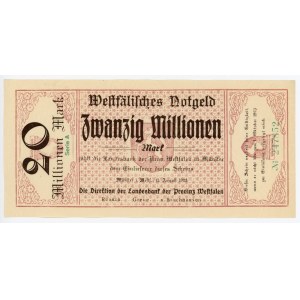 Germany - Weimar Republic Westphalia, Münster 20 Millionen Mark 1923