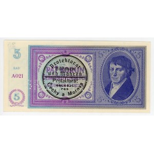 Bohemia & Moravia 5 Korun 1939 Specimen