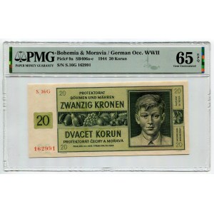 Bohemia & Moravia 20 Korun 1944 PMG 65